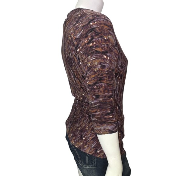 NEW Calvin Klein Dolman Sleeve Textured Knit Top Brown Purple Fall Boho Casual M - Picture 9 of 12